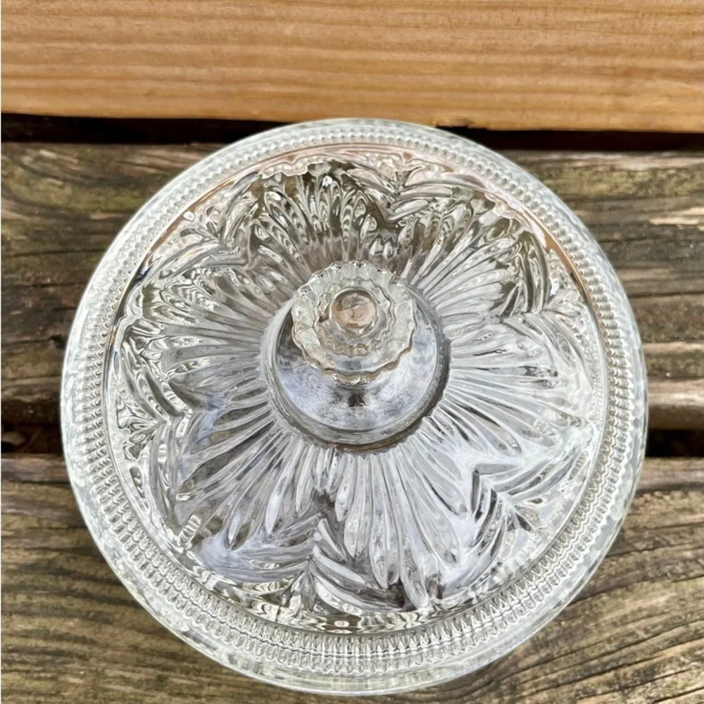 Vintage Avon Cut Clear Candy Dish Vanity Powder Trinket Box 6